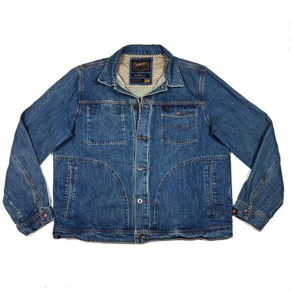 Howler Brothers HB Depot Blue Denim Western Trucker Retro Jean Jacket Mens XL - Picture 1 of 10